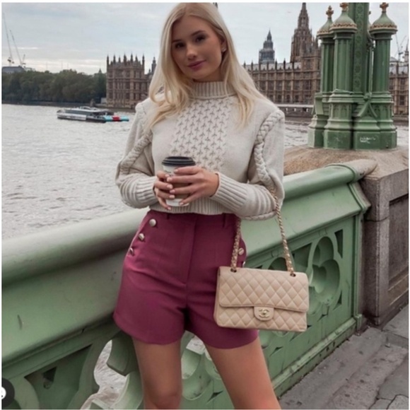 Zara Ecru Shoulder Pad Knit Sweater - Picture 2 of 7